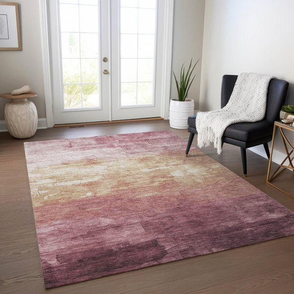 HomeRoots 5' Stylish Mauve and Pink Striped Area Rug – Durable, Washable Design for Indoor and Outdoor Spaces 10' X 14' 610906