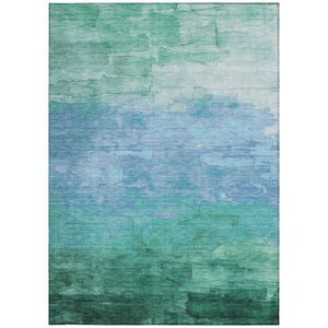 HomeRoots 5' Coastal-Inspired Teal Blue Aqua Striped Washable Area Rug for Indoor & Outdoor Spaces 5' X 8' 610908