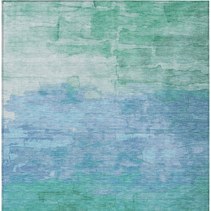 HomeRoots 5' Coastal-Inspired Teal Blue Aqua Striped Washable Area Rug for Indoor & Outdoor Spaces 5' X 8' 610908