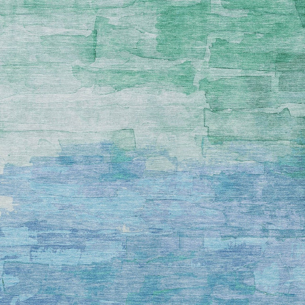 HomeRoots 5' Coastal-Inspired Teal Blue Aqua Striped Washable Area Rug for Indoor & Outdoor Spaces 8' X 10' 610910