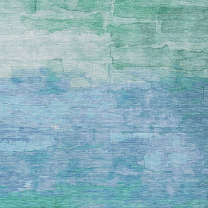 HomeRoots 5' Coastal-Inspired Teal Blue Aqua Striped Washable Area Rug for Indoor & Outdoor Spaces 9' X 12' 610911