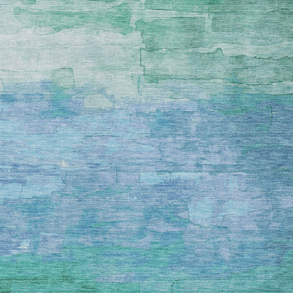 HomeRoots 5' Coastal-Inspired Teal Blue Aqua Striped Washable Area Rug for Indoor & Outdoor Spaces 10' X 14' 610912