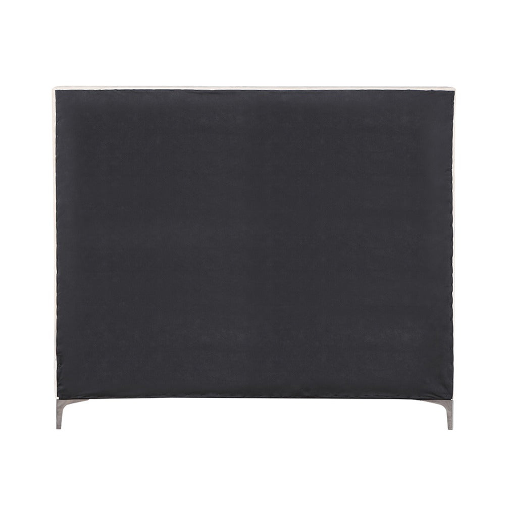 English Elm Modern Beige Velvet Eastern King Bed Sunburst Channel Tufted Headboard Metal Feet 13 Slats Luxury Frame 90"x87" B2741S00709