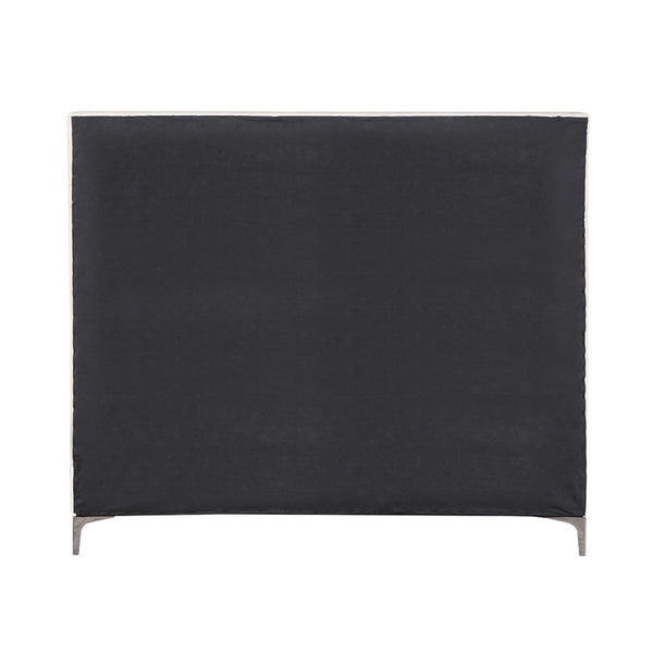 English Elm Modern Beige Velvet Eastern King Bed Sunburst Channel Tufted Headboard Metal Feet 13 Slats Luxury Frame 90"x87" B2741S00709