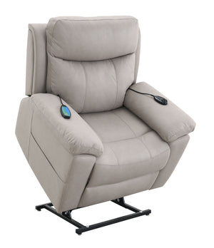 English Elm Chriki Light Gray Polished Microfiber Recliner with Lift, Heated Massage, Power Motion & Contemporary Comfort B2726P242438