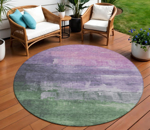 HomeRoots 5' Abstract Lavender & Lilac Washable Area Rug - Stylish, Durable Design for Indoor & Outdoor Spaces 8' Round 610939