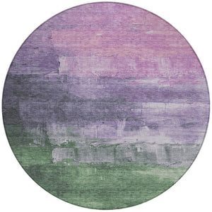 HomeRoots 5' Abstract Lavender & Lilac Washable Area Rug - Stylish, Durable Design for Indoor & Outdoor Spaces 8' Round 610939