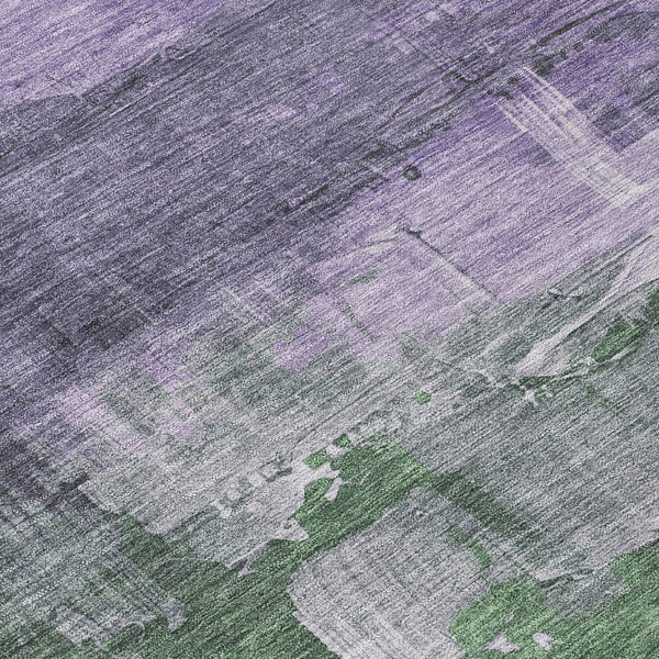 HomeRoots 5' Abstract Lavender & Lilac Washable Area Rug - Stylish, Durable Design for Indoor & Outdoor Spaces 8' Round 610939