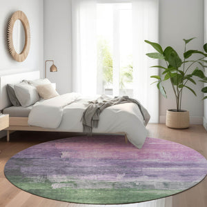 HomeRoots 5' Abstract Lavender & Lilac Washable Area Rug - Stylish, Durable Design for Indoor & Outdoor Spaces 8' Round 610939