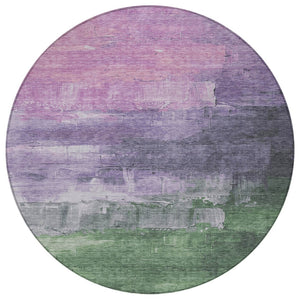 HomeRoots 5' Abstract Lavender & Lilac Washable Area Rug - Stylish, Durable Design for Indoor & Outdoor Spaces 8' Round 610939