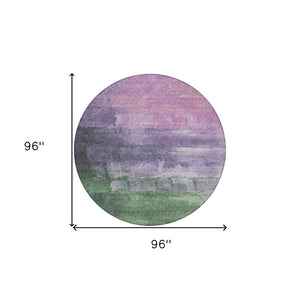 HomeRoots 5' Abstract Lavender & Lilac Washable Area Rug - Stylish, Durable Design for Indoor & Outdoor Spaces 8' Round 610939