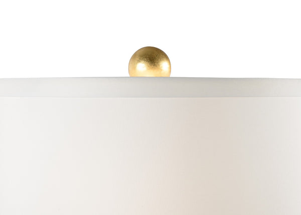 Wildwood Savannah Turquoise Glass Lamp With Gold Leaf Base, Reverse-Painted Column & White Shade For Rooms 61094