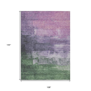 HomeRoots 5' Abstract Lavender & Lilac Washable Area Rug - Stylish, Durable Design for Indoor & Outdoor Spaces 9' X 12' 610941
