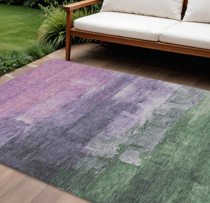 HomeRoots 5' Abstract Lavender & Lilac Washable Area Rug - Stylish, Durable Design for Indoor & Outdoor Spaces 9' X 12' 610941