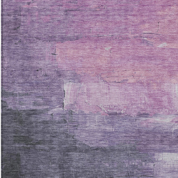 HomeRoots 5' Abstract Lavender & Lilac Washable Area Rug - Stylish, Durable Design for Indoor & Outdoor Spaces 9' X 12' 610941