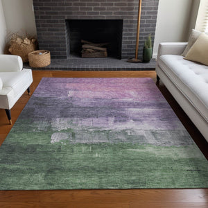 HomeRoots 5' Abstract Lavender & Lilac Washable Area Rug - Stylish, Durable Design for Indoor & Outdoor Spaces 9' X 12' 610941