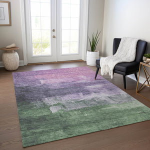 HomeRoots 5' Abstract Lavender & Lilac Washable Area Rug - Stylish, Durable Design for Indoor & Outdoor Spaces 10' X 14' 610942