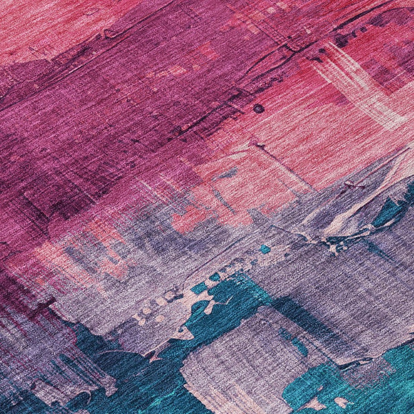HomeRoots 5' Merlot and Blush Abstract Washable Area Rug – Modern, Durable, Stain-Resistant for Indoor & Outdoor Use 8' X 10' 610946
