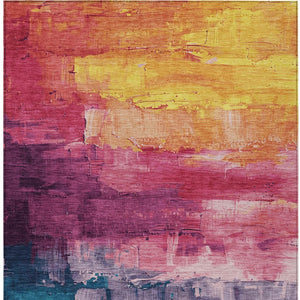 HomeRoots 5' Merlot and Blush Abstract Washable Area Rug – Modern, Durable, Stain-Resistant for Indoor & Outdoor Use 10' X 14' 610948