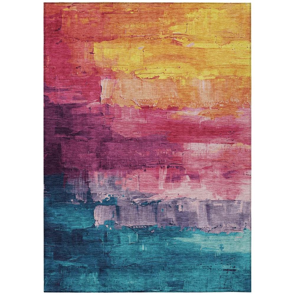 HomeRoots 5' Merlot and Blush Abstract Washable Area Rug – Modern, Durable, Stain-Resistant for Indoor & Outdoor Use 10' X 14' 610948