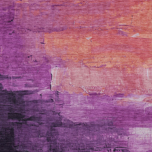HomeRoots 5' Vibrant Abstract Washable Area Rug in Purple, Salmon, and Green for Indoor and Outdoor Spaces 8' X 10' 610958