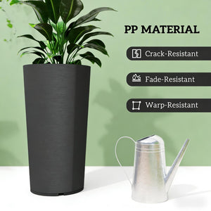 English Elm Tall Stackable Polypropylene Outdoor Planters Set of 2 Tapered Patio Flower Pots T3971P454911