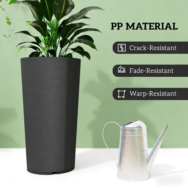 English Elm Tall Stackable Polypropylene Outdoor Planters Set of 2 Tapered Patio Flower Pots T3971P454911