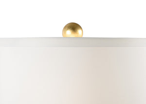 Wildwood Savannah Luxe Glass Table Lamp With High-Gloss Fuchsia Column, Gold Leaf Base And Classic Shade Blue 61096