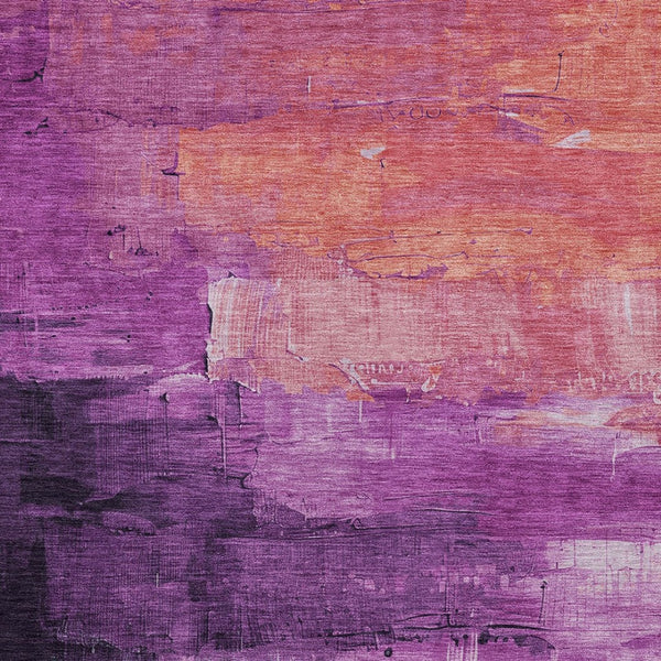 HomeRoots 5' Vibrant Abstract Washable Area Rug in Purple, Salmon, and Green for Indoor and Outdoor Spaces 10' X 14' 610960