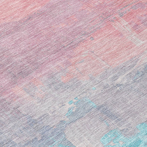 HomeRoots 5' Salmon and Beige Abstract Indoor Outdoor Area Rug – Durable, Washable, and Stylish for Any Space 8' Round 610963