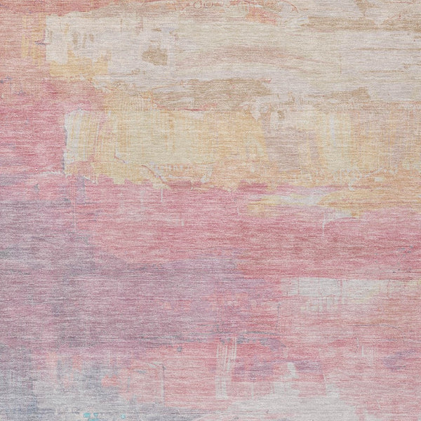 HomeRoots 9' X 12' Salmon and Beige Abstract Rug - Washable, Durable Design for Indoor and Outdoor Spaces 610965