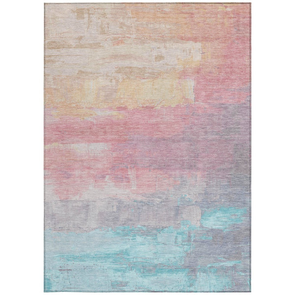 HomeRoots 5' Salmon and Beige Abstract Indoor Outdoor Area Rug – Durable, Washable, and Stylish for Any Space 10' X 14' 610966