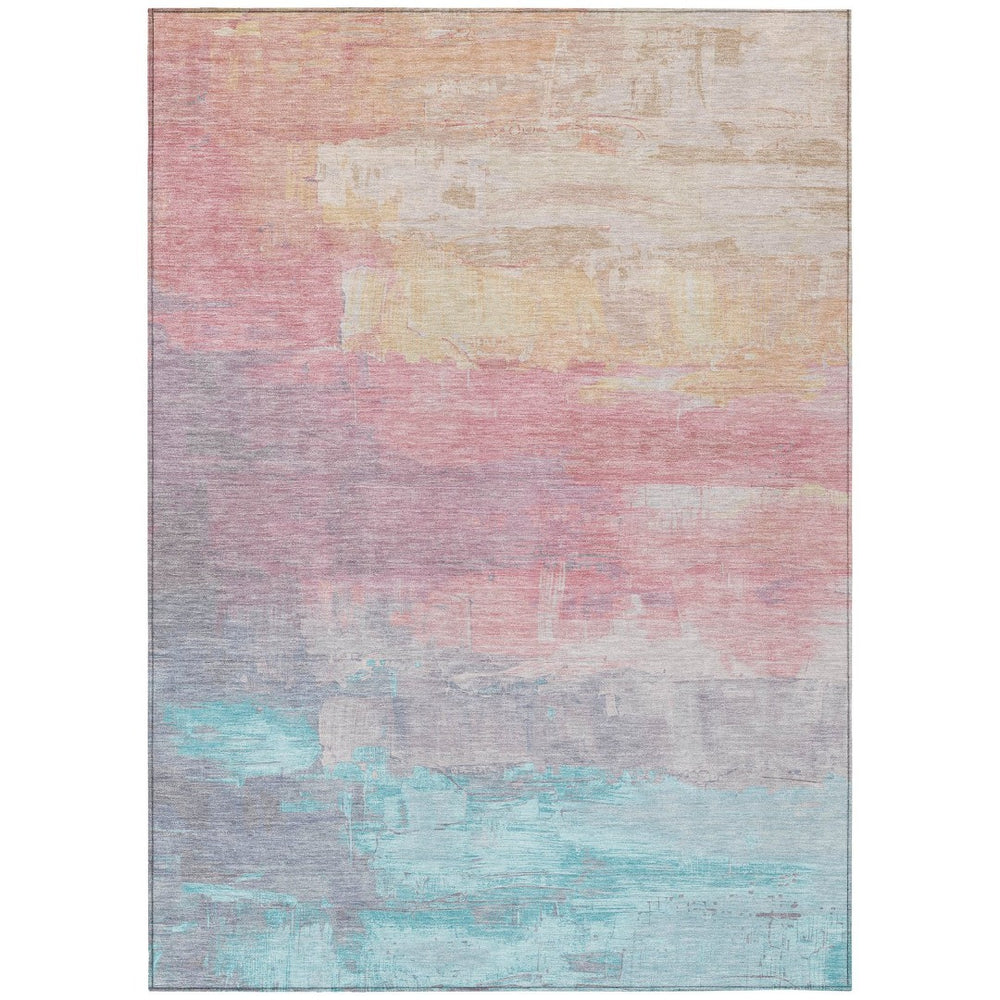 HomeRoots 5' Salmon and Beige Abstract Indoor Outdoor Area Rug – Durable, Washable, and Stylish for Any Space 10' X 14' 610966