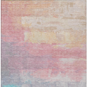 HomeRoots 5' Salmon and Beige Abstract Indoor Outdoor Area Rug – Durable, Washable, and Stylish for Any Space 10' X 14' 610966