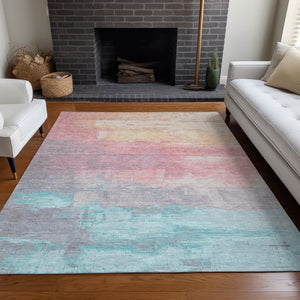 HomeRoots 5' Salmon and Beige Abstract Indoor Outdoor Area Rug – Durable, Washable, and Stylish for Any Space 10' X 14' 610966