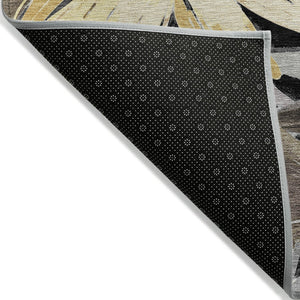 HomeRoots 5' Black and Gray Floral Washable Area Rug - Durable, Stylish Design for Indoor and Outdoor Spaces 5' X 8' 610968