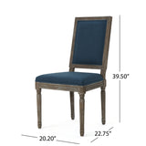 Christopher Knight Home® - Noble House - Ledger Traditional Navy Blue Fabric Dining Chairs (Set of 2)