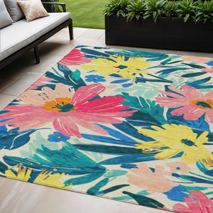 HomeRoots 5' Floral Blush and Pink Area Rug - Stylish, Washable Indoor/Outdoor Accent for All Spaces 5' X 8' 610974