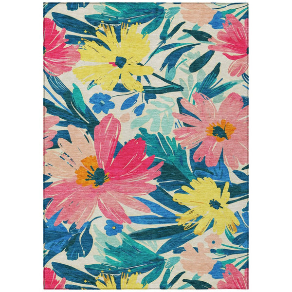 HomeRoots 5' Floral Blush and Pink Area Rug - Stylish, Washable Indoor/Outdoor Accent for All Spaces 5' X 8' 610974
