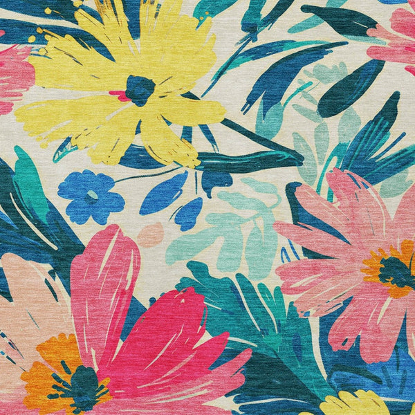 HomeRoots 5' Floral Blush and Pink Area Rug - Stylish, Washable Indoor/Outdoor Accent for All Spaces 8' X 10' 610976