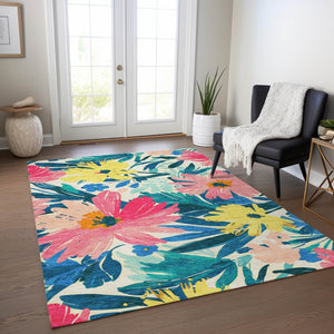 HomeRoots 5' Floral Blush and Pink Area Rug - Stylish, Washable Indoor/Outdoor Accent for All Spaces 8' X 10' 610976