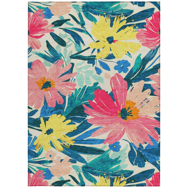 HomeRoots 5' Floral Blush and Pink Area Rug - Stylish, Washable Indoor/Outdoor Accent for All Spaces 10' X 14' 610978
