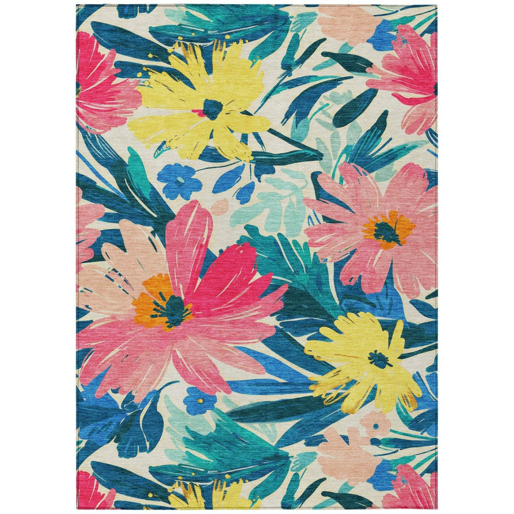 HomeRoots 5' Floral Blush and Pink Area Rug - Stylish, Washable Indoor/Outdoor Accent for All Spaces 10' X 14' 610978