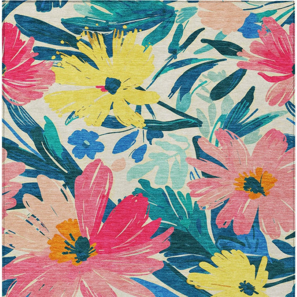 HomeRoots 5' Floral Blush and Pink Area Rug - Stylish, Washable Indoor/Outdoor Accent for All Spaces 10' X 14' 610978