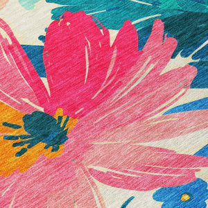HomeRoots 5' Floral Blush and Pink Area Rug - Stylish, Washable Indoor/Outdoor Accent for All Spaces 10' X 14' 610978