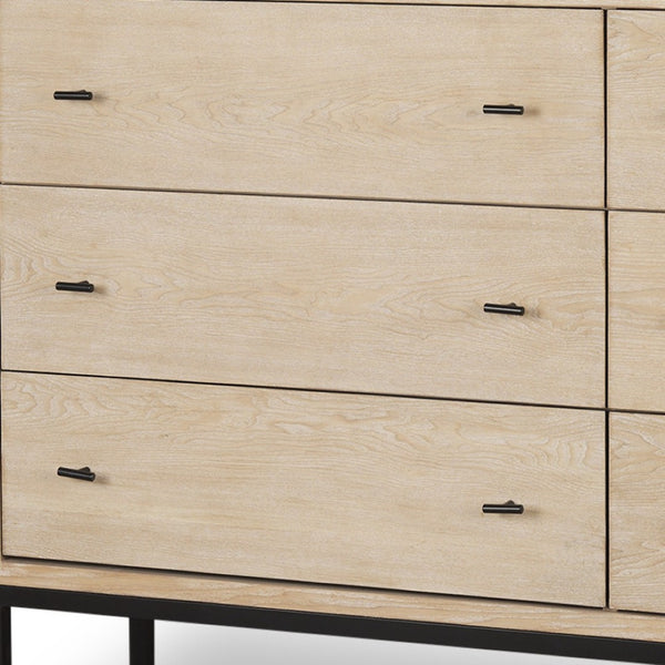 HomeRoots 61" Beige Distressed Sideboard with Six Drawers – Stylish Storage Solution for Any Room Decor 610979