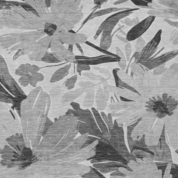 HomeRoots 5' Gray and Charcoal Floral Indoor Outdoor Area Rug - Stylish, Washable, Stain-Resistant Design for All Spaces 5' X 8' 610981