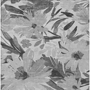 HomeRoots 5' Gray and Charcoal Floral Indoor Outdoor Area Rug - Stylish, Washable, Stain-Resistant Design for All Spaces 8' X 10' 610983