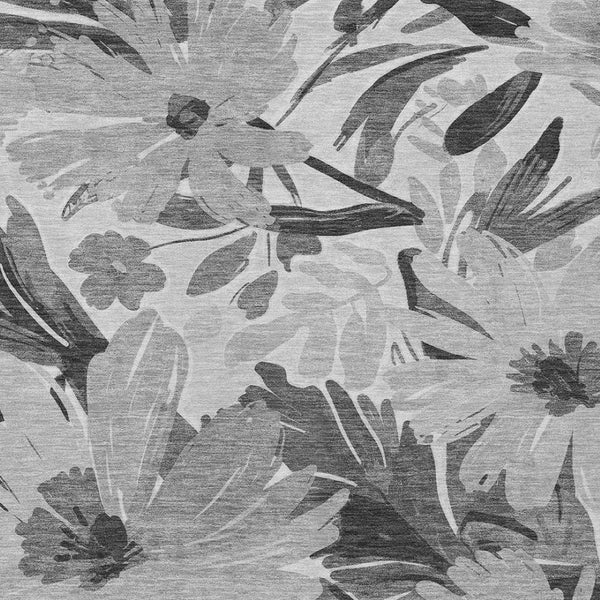 HomeRoots 5' Gray and Charcoal Floral Indoor Outdoor Area Rug - Stylish, Washable, Stain-Resistant Design for All Spaces 10' X 14' 610985