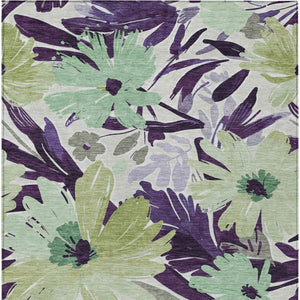 HomeRoots 5' Purple and Lavender Floral Washable Area Rug – Durable, Stylish Design for Indoor and Outdoor Use 8' X 10' 610995